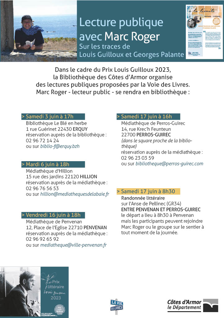 Affiche des Lectures Publiques dans le cadre du Prix Louis Guilloux
